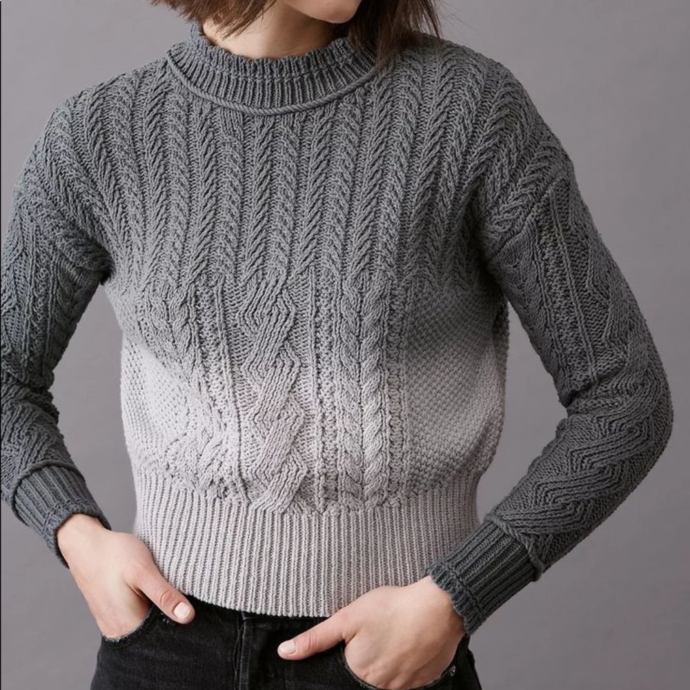 Anthropologie dip-dyed cable knit sweater